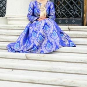 Handmade. Blue Brocade Gown